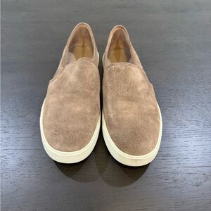 VINCE Women's Tan Suede Slip-On Sneakers